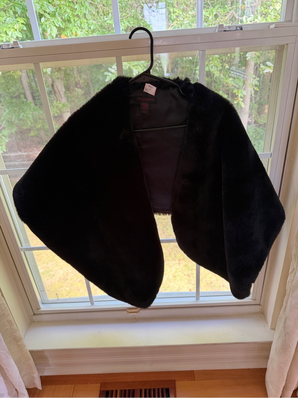 Women's Black Faux Fur Shawl